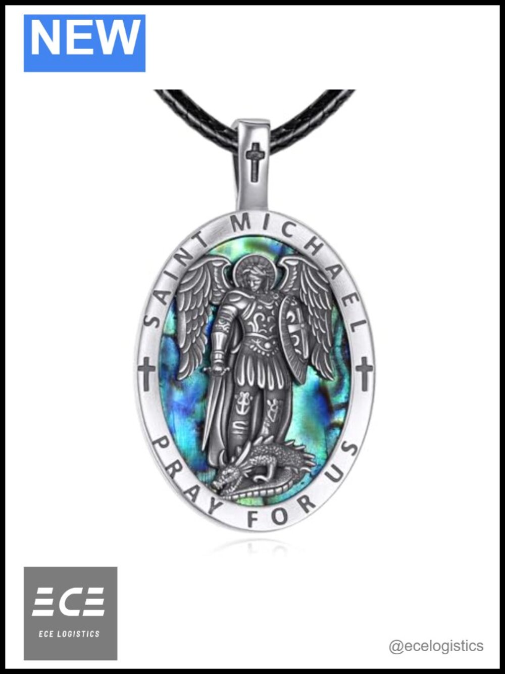 St Michael Necklace 925 Sterling Silver Archangel Pendant 22+2 Inch Adjustable